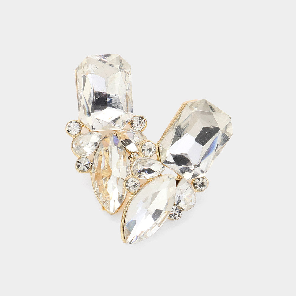 Clear Square and Marquise Stone Pageant Earrings on Gol | Interview Earrings
