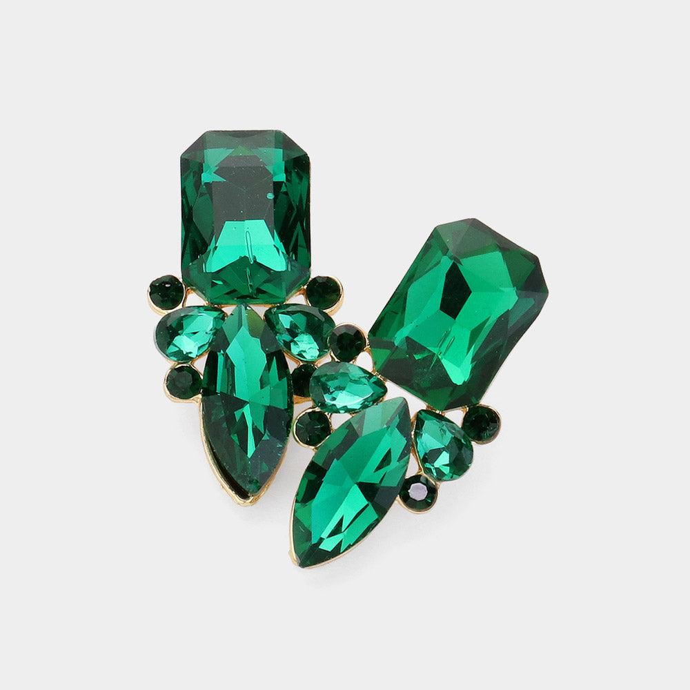 Emerald Square and Marquise Stone Pageant Earrings | Interview Earrings