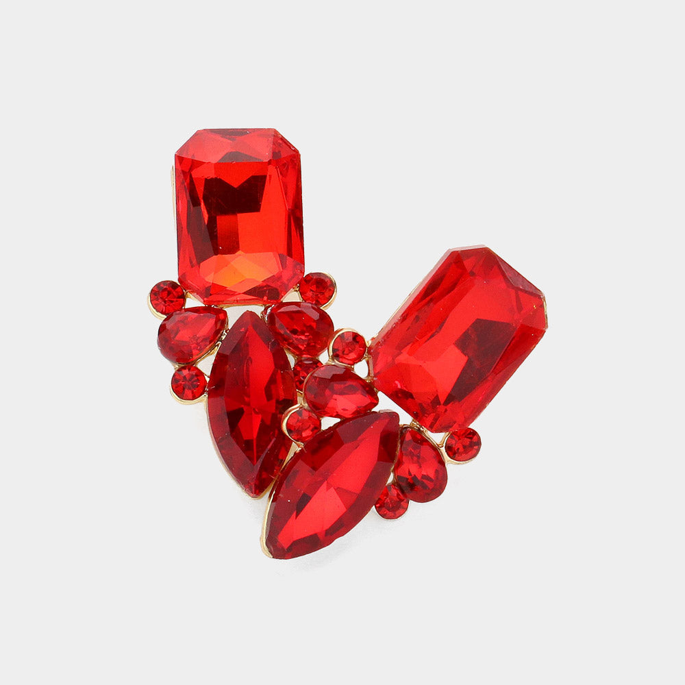Red Square and Marquise Stone Pageant Earrings&nbsp; | Interview Earrings