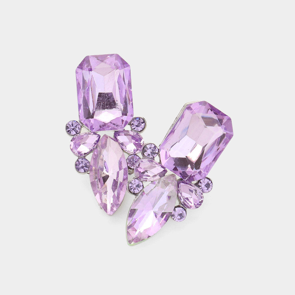Violet Square and Marquise Stone Pageant Earrings  | Interview Earrings