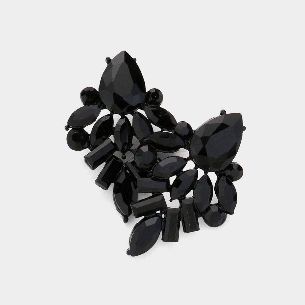 Multi Stone Black Crystal Evening Earrings | Crystal Pageant Earrings