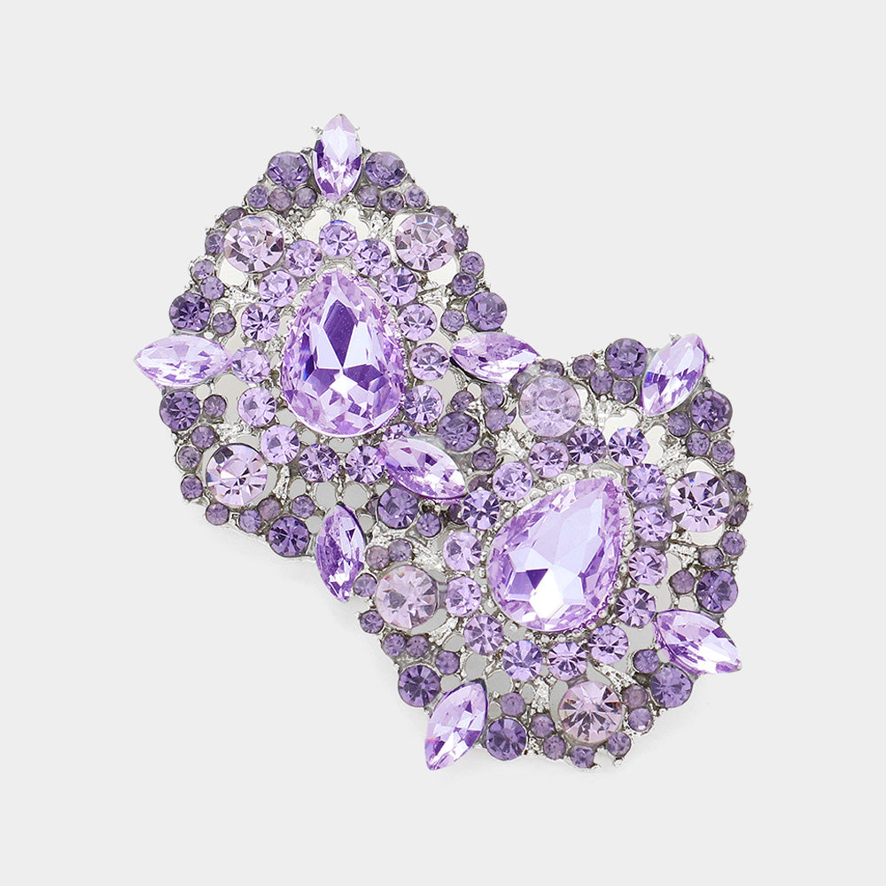 Violet Crystal and AB Stone Pageant Earrings  | Evening Earrings