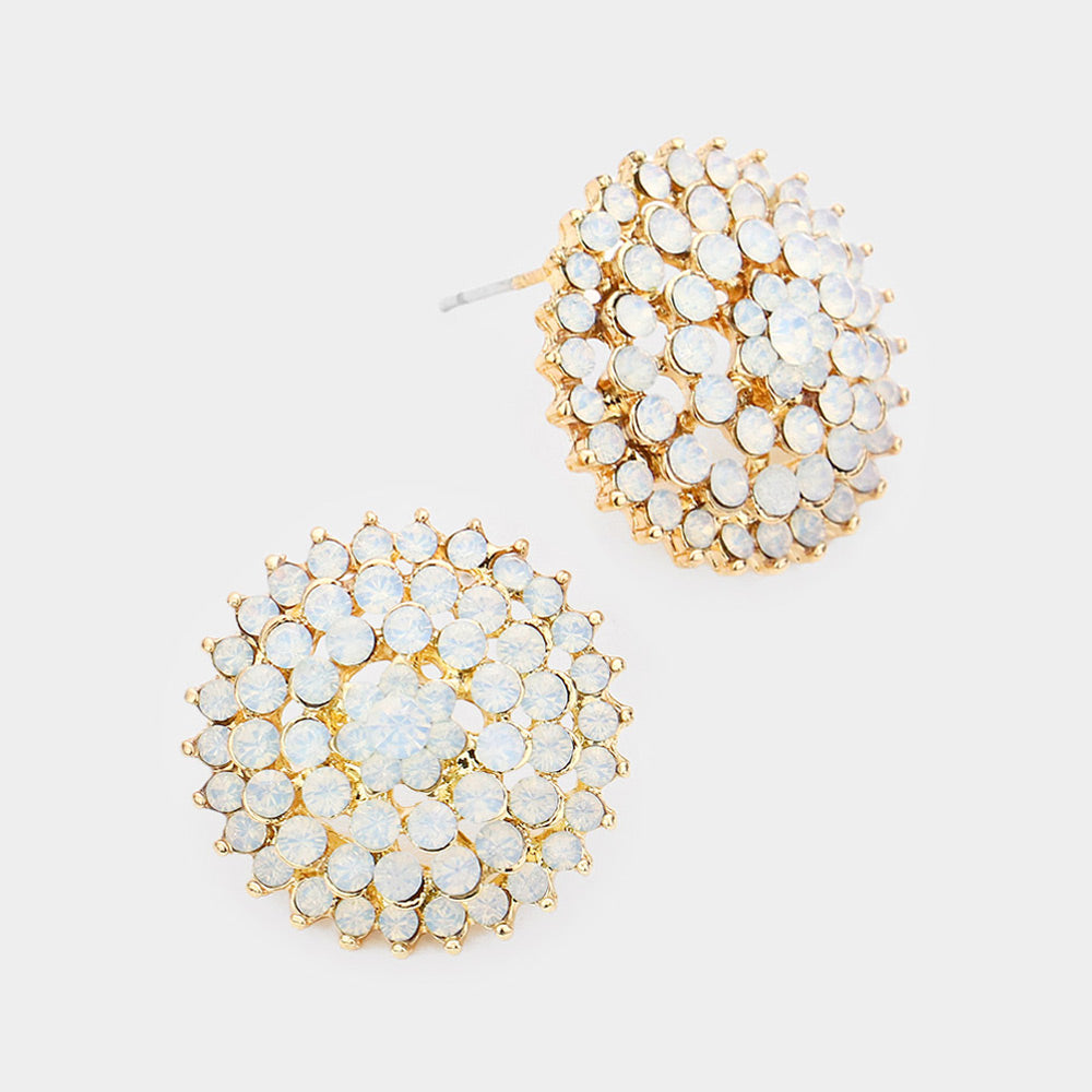 Round Opal Stud Earrings | Interview Earrings