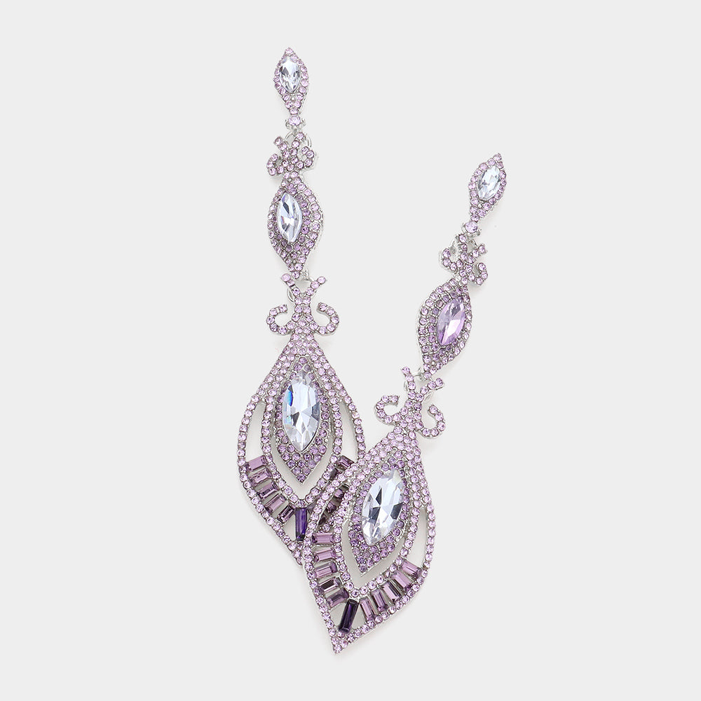Victorian Violet Crystal Statement Pageant Earrings 
