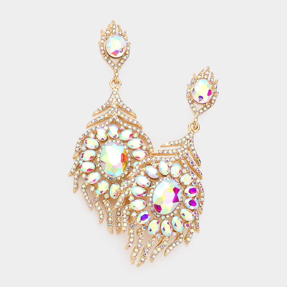 AB Crystal and Rhinestone Chandelier Earrings on Gold| Pageant Earrings