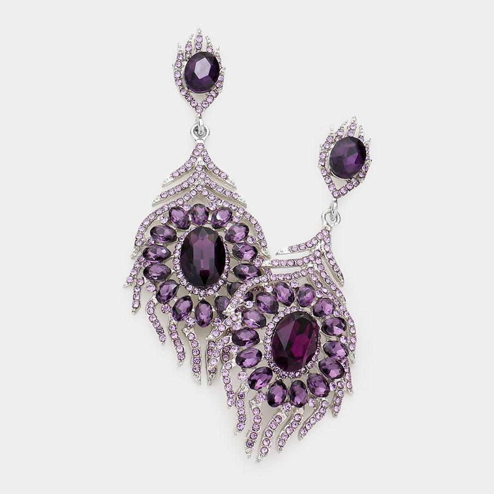 Violet Crystal and Rhinestone Chandelier Earrings | Pageant Earrings