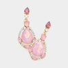 Pink Crystal and Rhinestone Teardrop Pageant Earrings | Prom Earrings