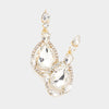 Clear Crystal and Rhinestone Teardrop Pageant Earrings on Gold | Prom Earrings