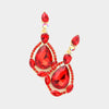 Red Crystal and Rhinestone Teardrop Pageant Earrings | Prom Earrings