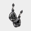 Black Crystal and Rhinestone Teardrop Pageant Earrings | Prom Earrings