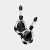 Black and Clear Crystal and Rhinestone Teardrop Pageant Earrings | Prom Earrings