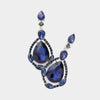 Navy Crystal and Rhinestone Teardrop Pageant Earrings | Prom Earrings