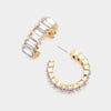 Clear Baguette Stone Interview Earrings on Gold  | Crystal Stone Earrings