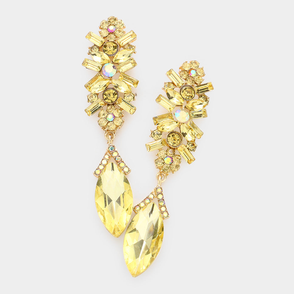 Yellow Marquise crystal earrings