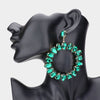 Large Emerald Teardrop Round Pageant Earrings 