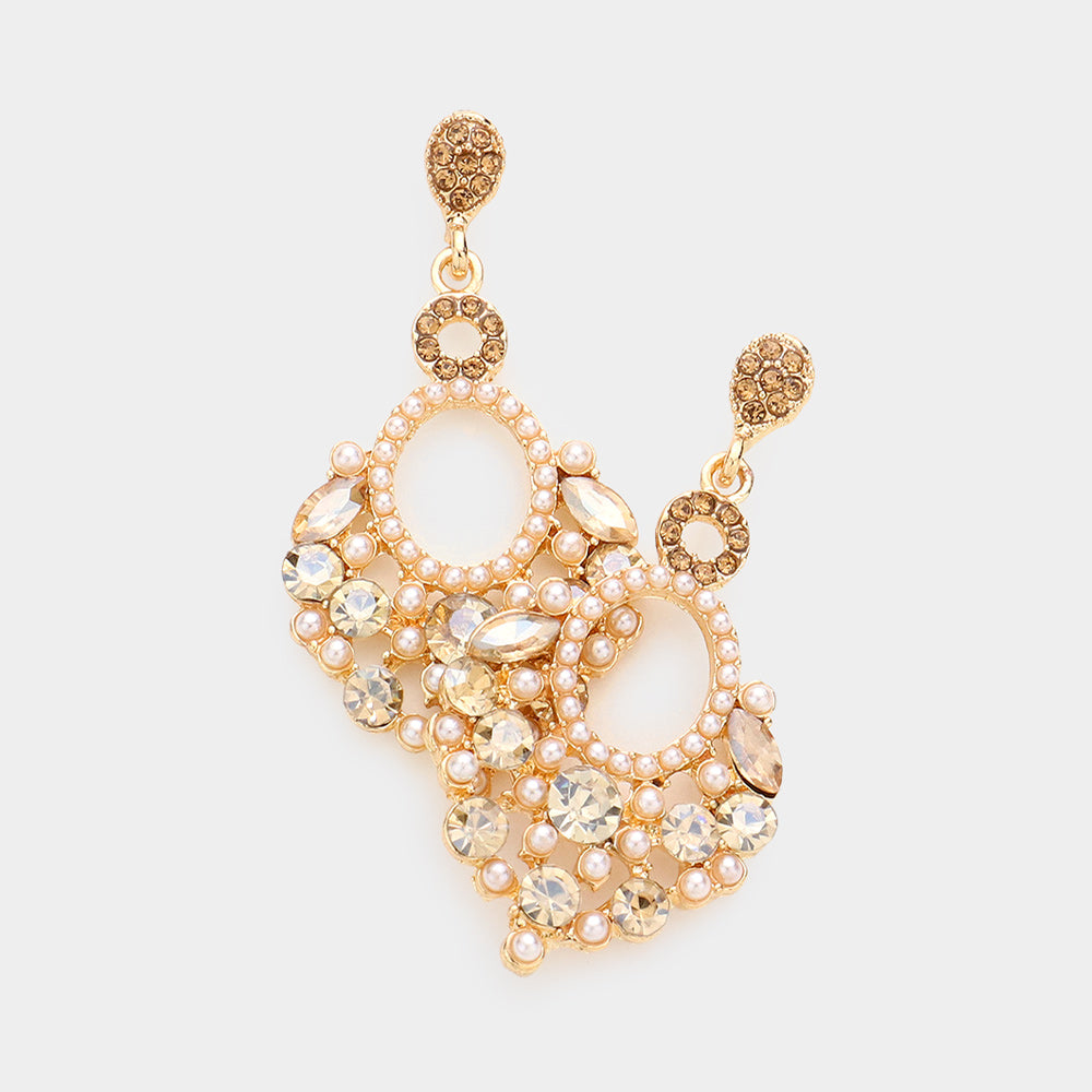 Little Girls Topaz Chandelier Earrings with Pearl Stones