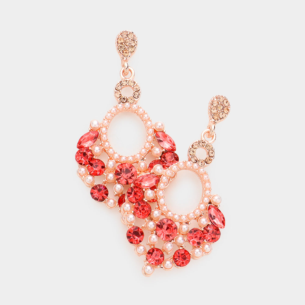 Little Girls Coral Chandelier Earrings  with Pearl Stones | 592118