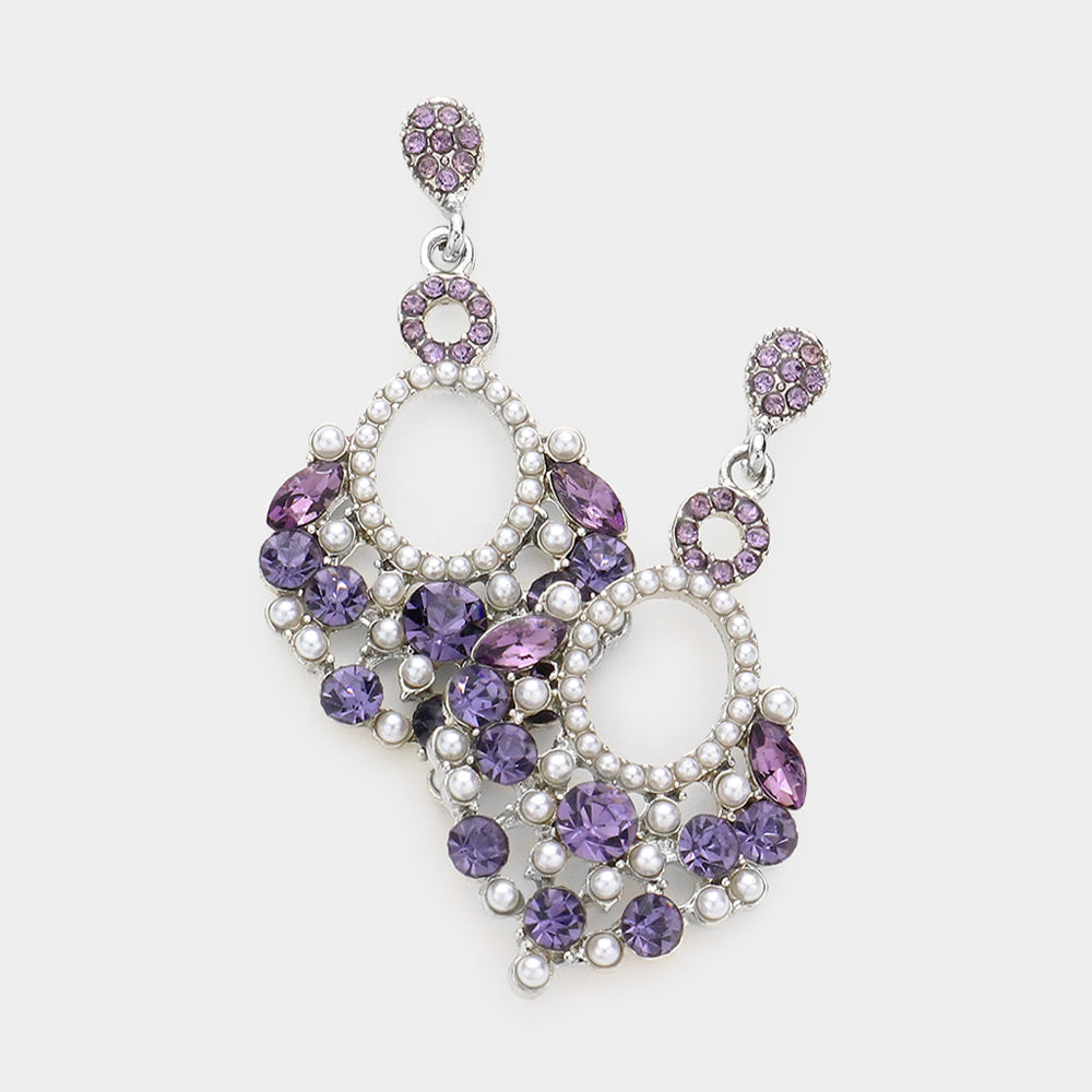 Little Girls Tanzanite Chandelier Earrings with Pearl Stones