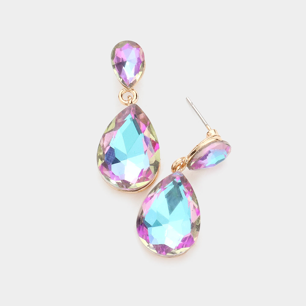 Small Violet AB Crystal Teardrop Dangle Earrings | Little Girls | Older Girls Interview