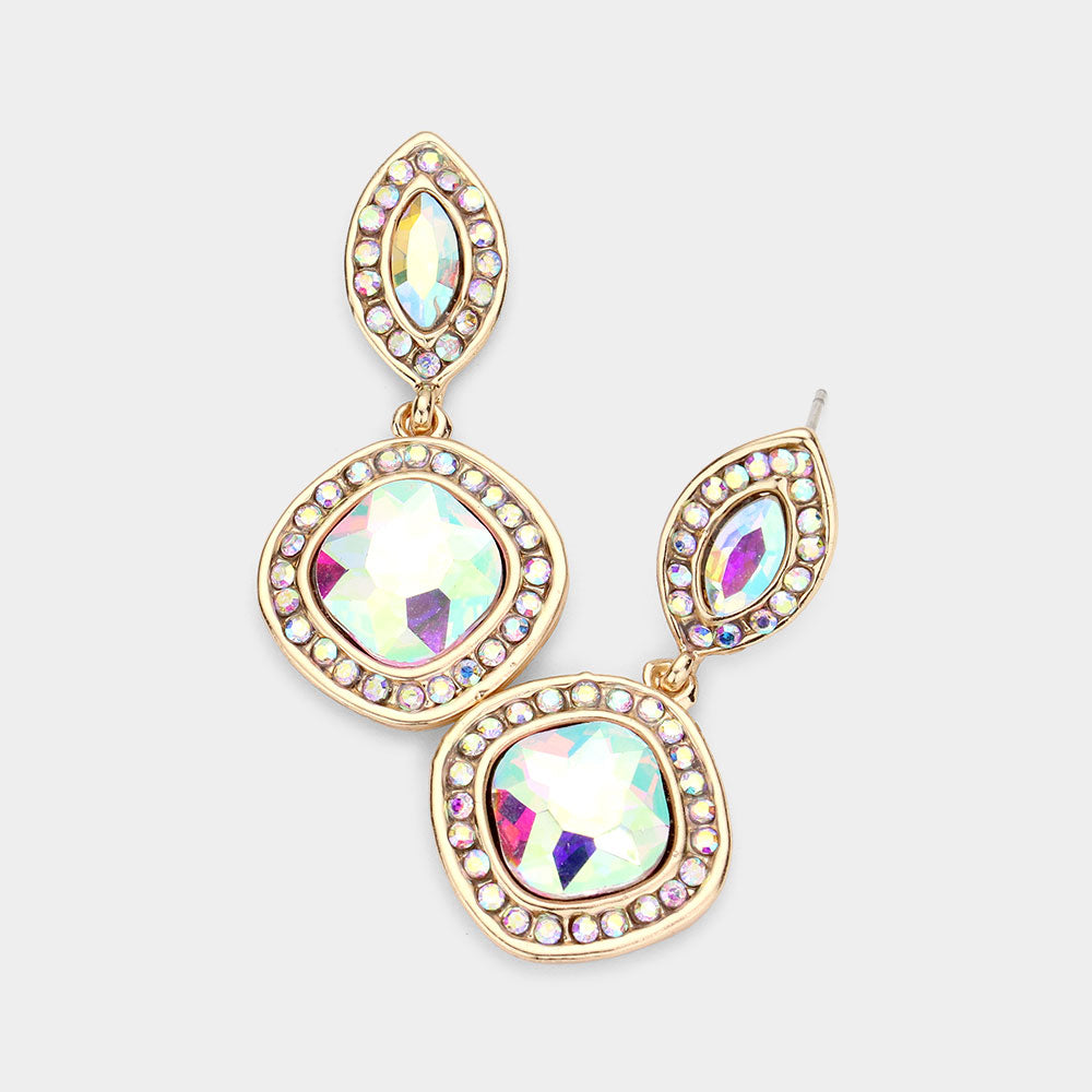 Small AB Dangle Pageant Earrings on Gold | Interview Earrings