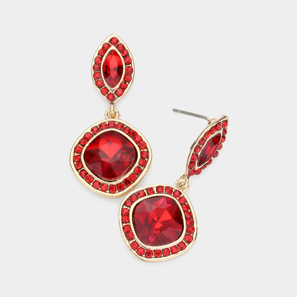 Small Red Dangle Pageant Earrings  | Interview Earrings