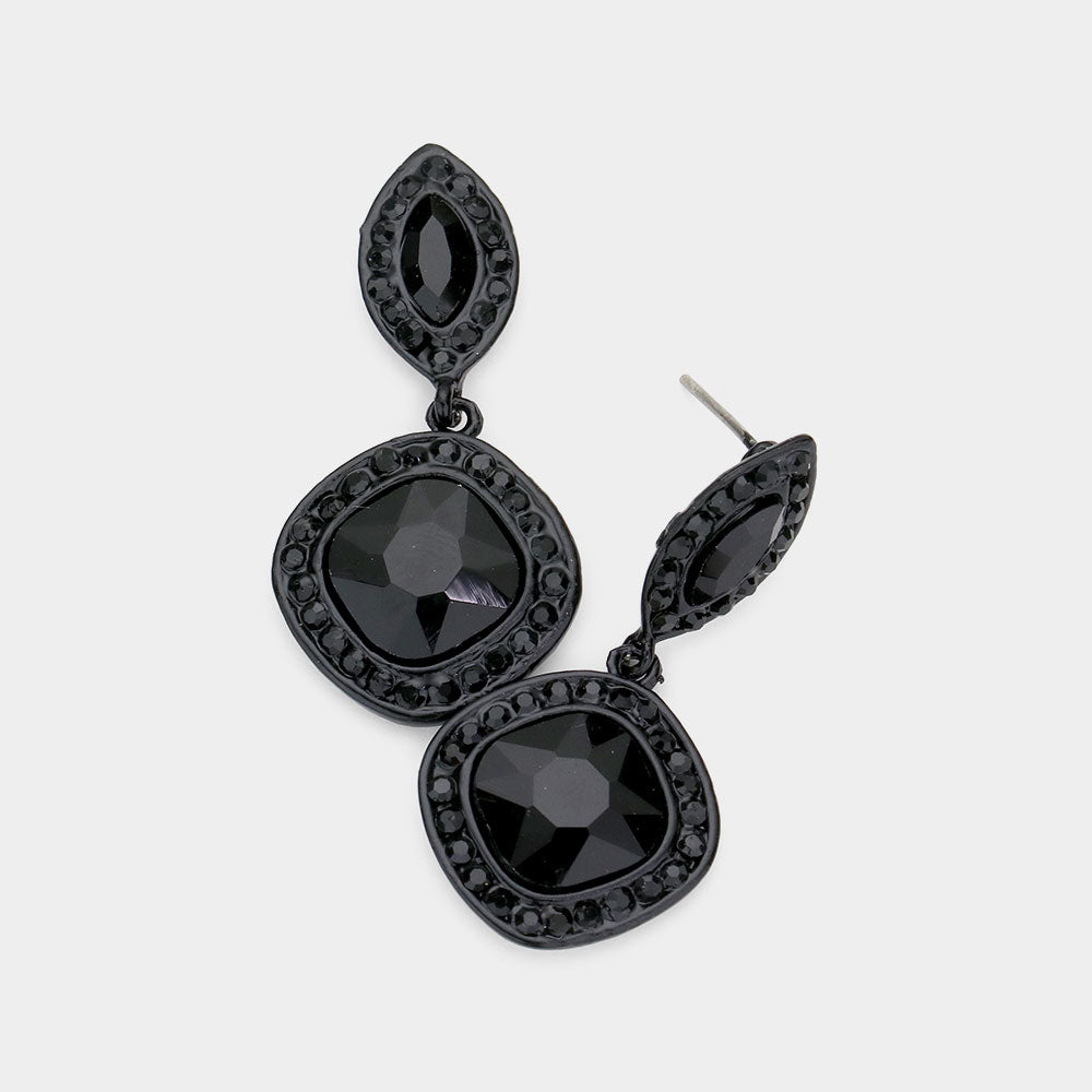Small Black Dangle Pageant Earrings  | Interview Earrings