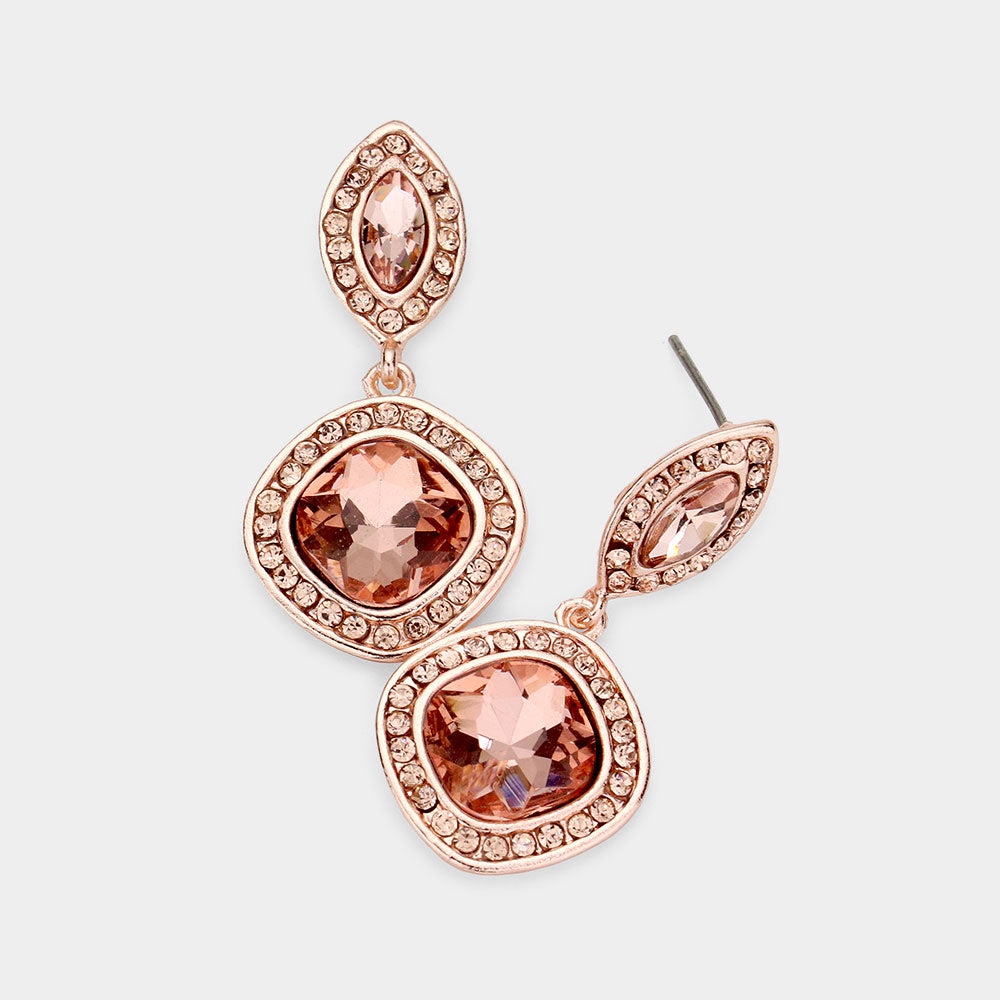 Small Peach Dangle Pageant Earrings  | Interview Earrings