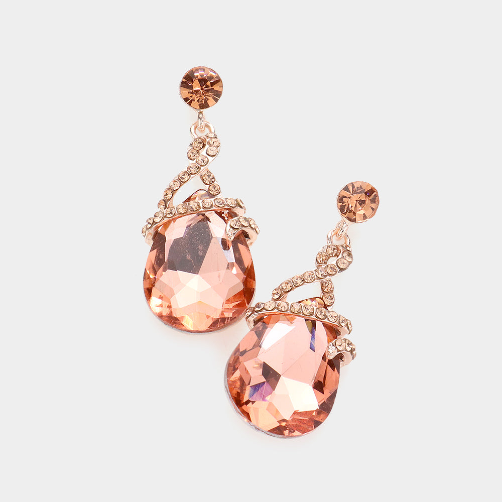 Elegant Peach Teardrop Interview Earrings  | Pageant Earrings