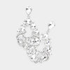 Clear Crystal Multi Stone Dangle Pageant Earrings on Silver  | Homecoming Earrings