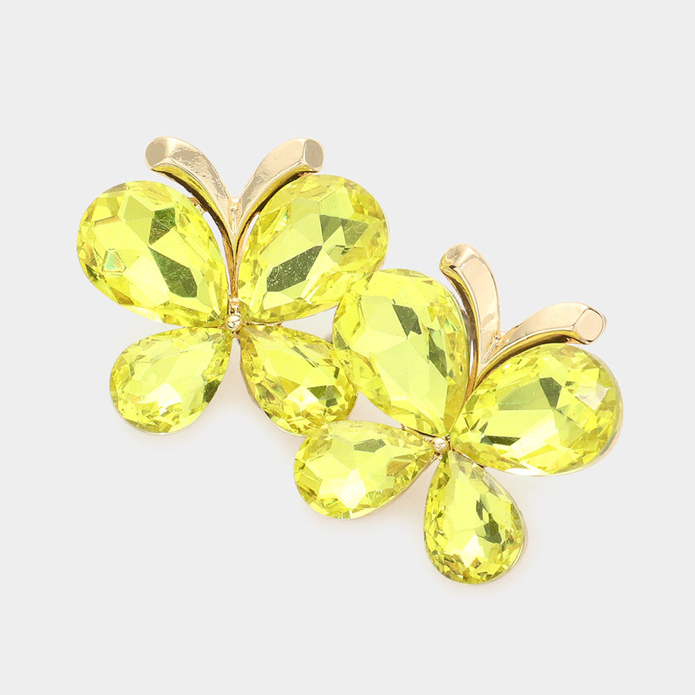 Yellow Teardrop Butterfly Pageant Earrings | Prom Earrings