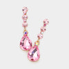 Pink Teardrop and Round Crystal Dangle Earrings  | Pageant Earrings