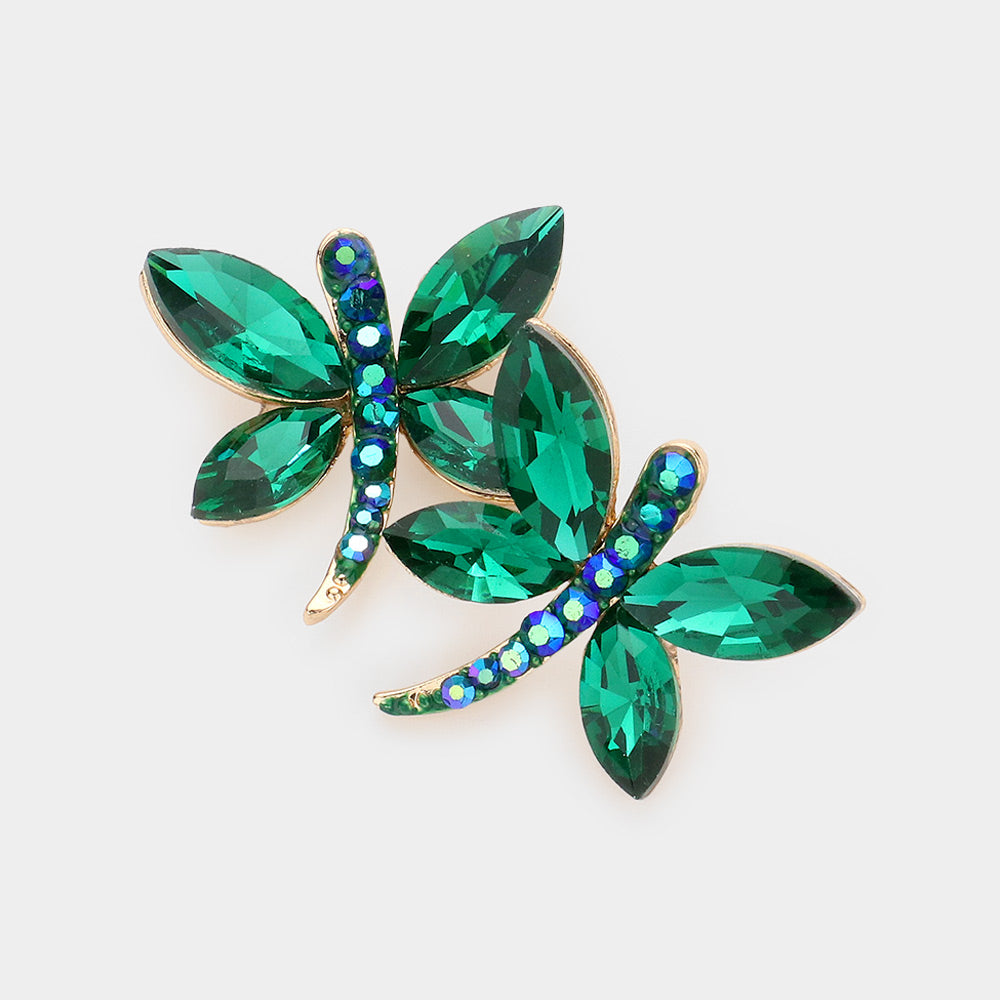 Young Girls Emerald Butterfly Crystal Earrings | Little Girls Earrings 