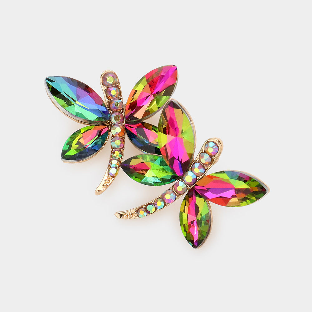 Young Girls Multi-Color Butterfly Crystal Earrings  | Little Girls Earrings