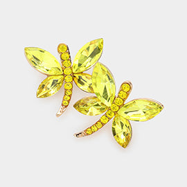 Young Girls Yellow Butterfly Crystal Earrings  | Little Girls Earrings