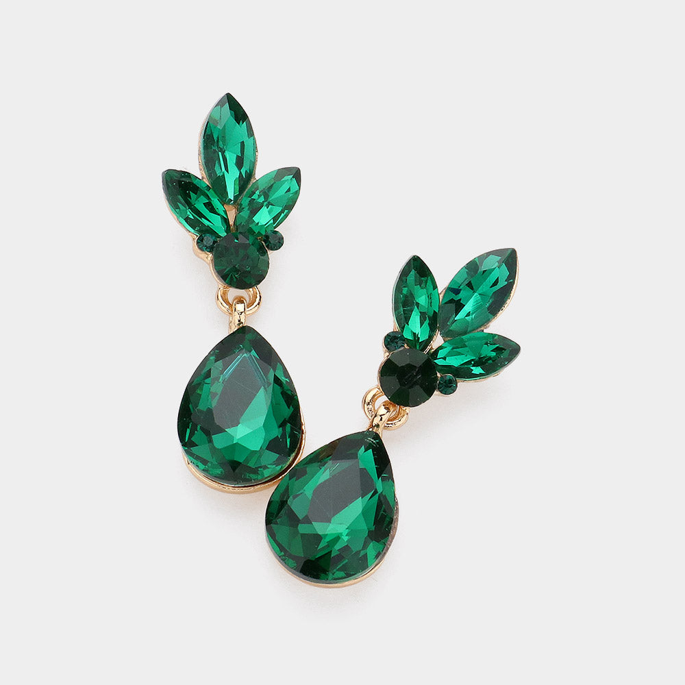 Emerald Teardrop and Marquise Dangle Pageant Earrings | Interview Earrings