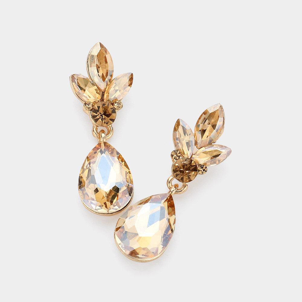 Light Topaz Teardrop and Marquise Dangle Pageant Earrings  | Interview Earrings