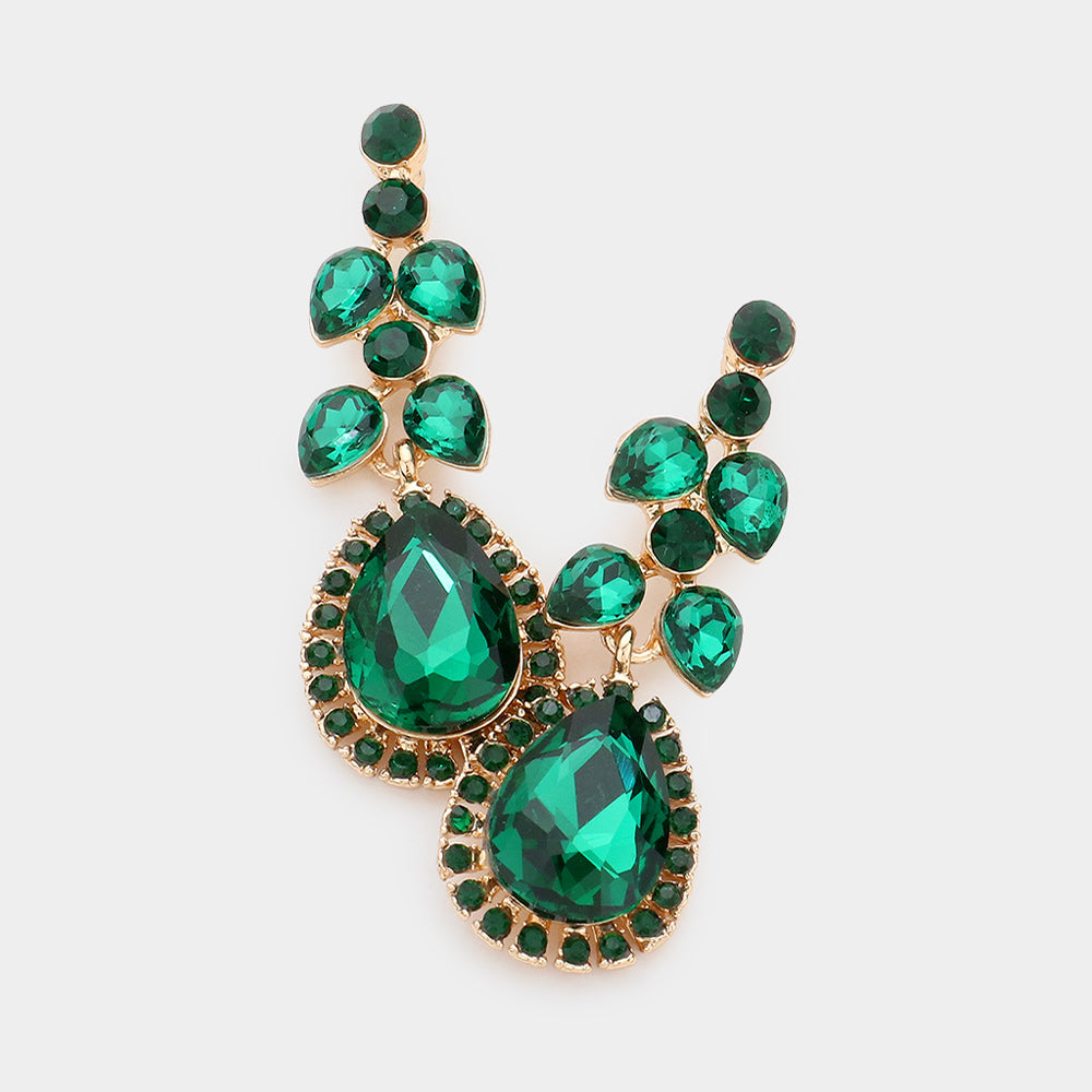 Emerald Multi Stone Shape Dangle Pageant Earrings Emerald Prom Earrings L M Bling lmbling
