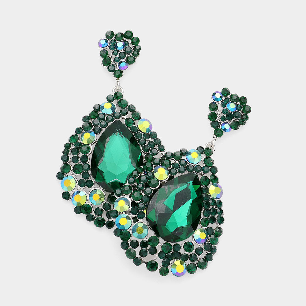 Big Emerald Earrings | Pageant Chunky Earrings 