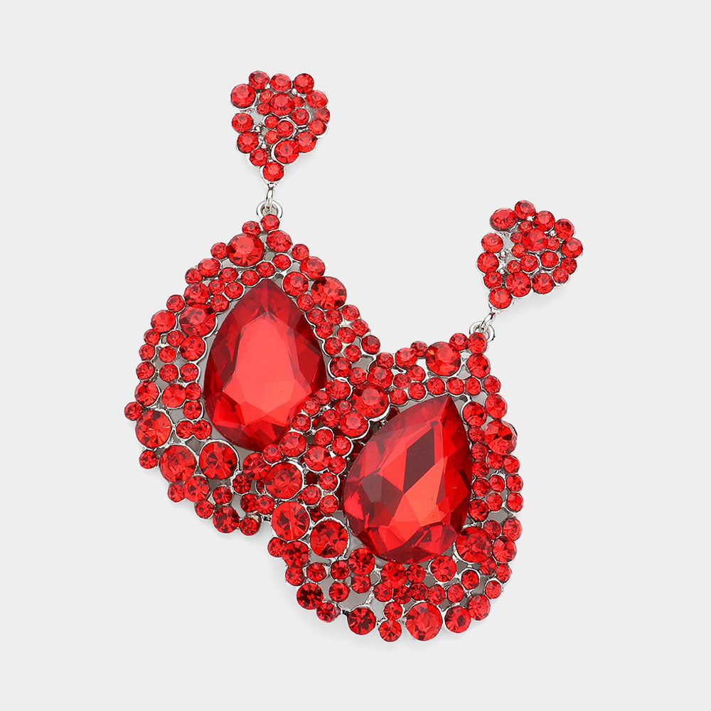 long earrings for red dress Long Glitter A-Line Prom Dress with Embroidered Bodice Red / Large