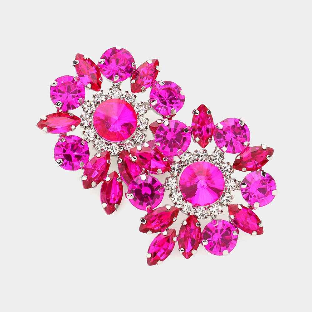 Fuchsia Round and Marquise Stone Pageant Earrings | Pageant Interview Earrings