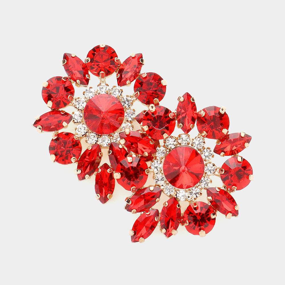 Red Round and Marquise Stone Pageant Earrings | Pageant Interview Earrings