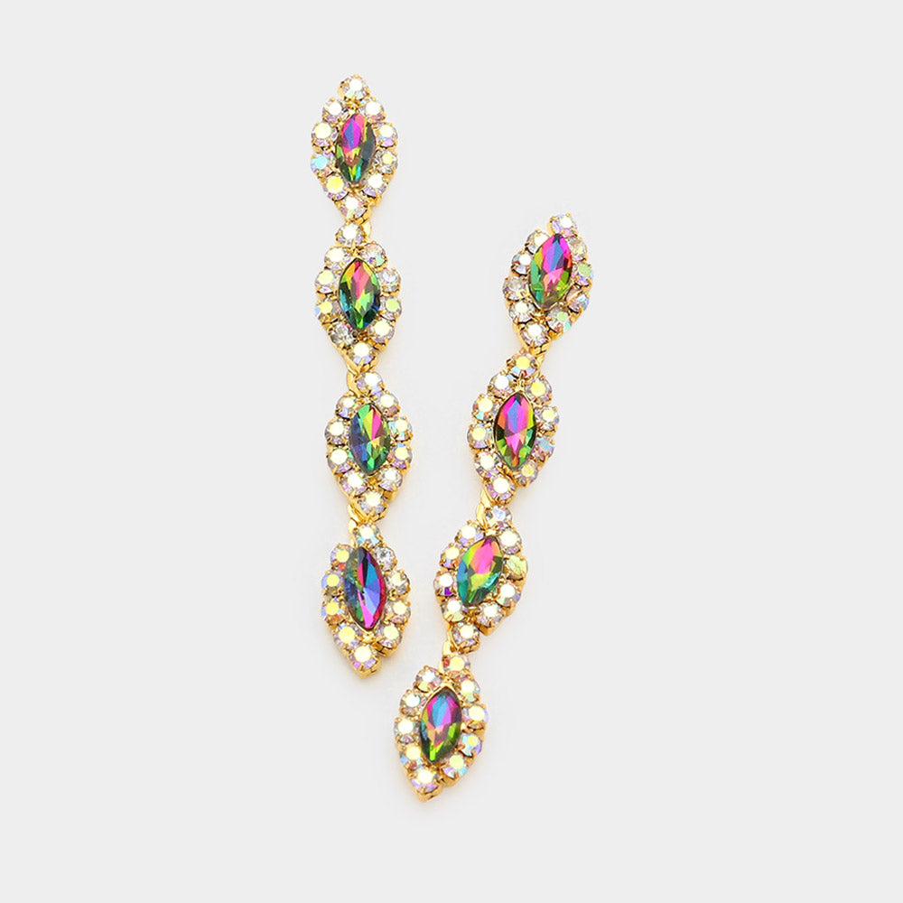 Multi-Color Marquise Stone Dangle Pageant Earrings  | Multi-Color Earrings 