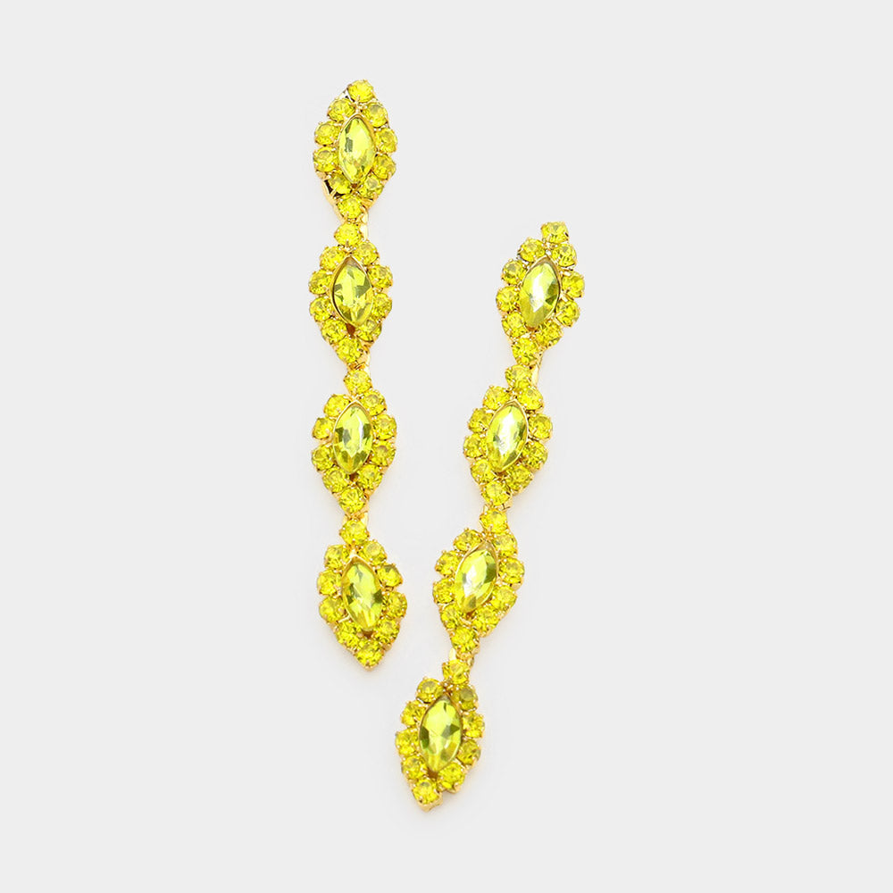 Yellow Marquise Stone Dangle Pageant Earrings  | Yellow Earrings