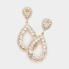 Clear Pave Open Teardrop Pageant Earrings on Gold | Prom Earrings | Homecoming Earrings