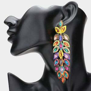 Long Multi-Color Crystal Rhinestone Pageant Earrings