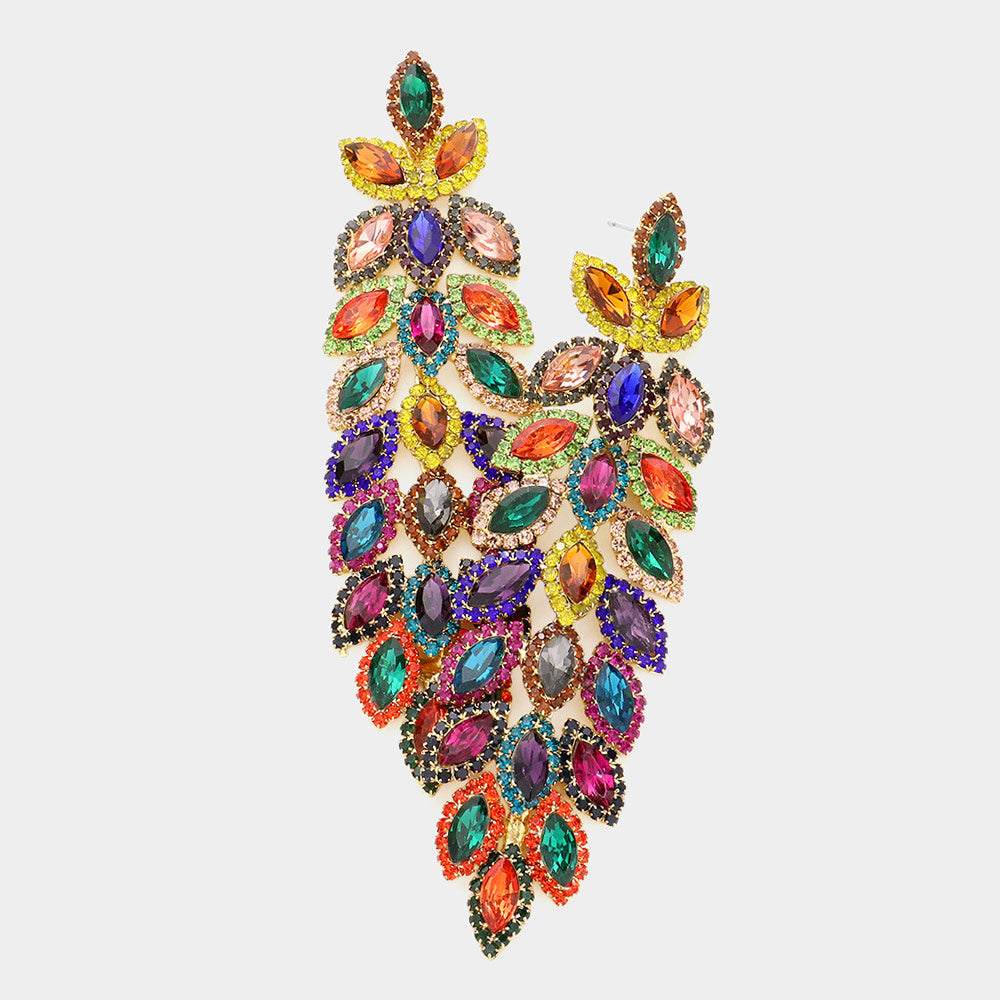 Long Multi-Color Crystal Rhinestone Pageant Earrings