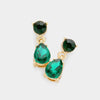 Small Emerald Round Teardrop Dangle Pageant Earrings  | Interview Earrings