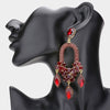 Red Triple Marquise Stone Drop Chandelier Pageant Earrings | Prom Earrings