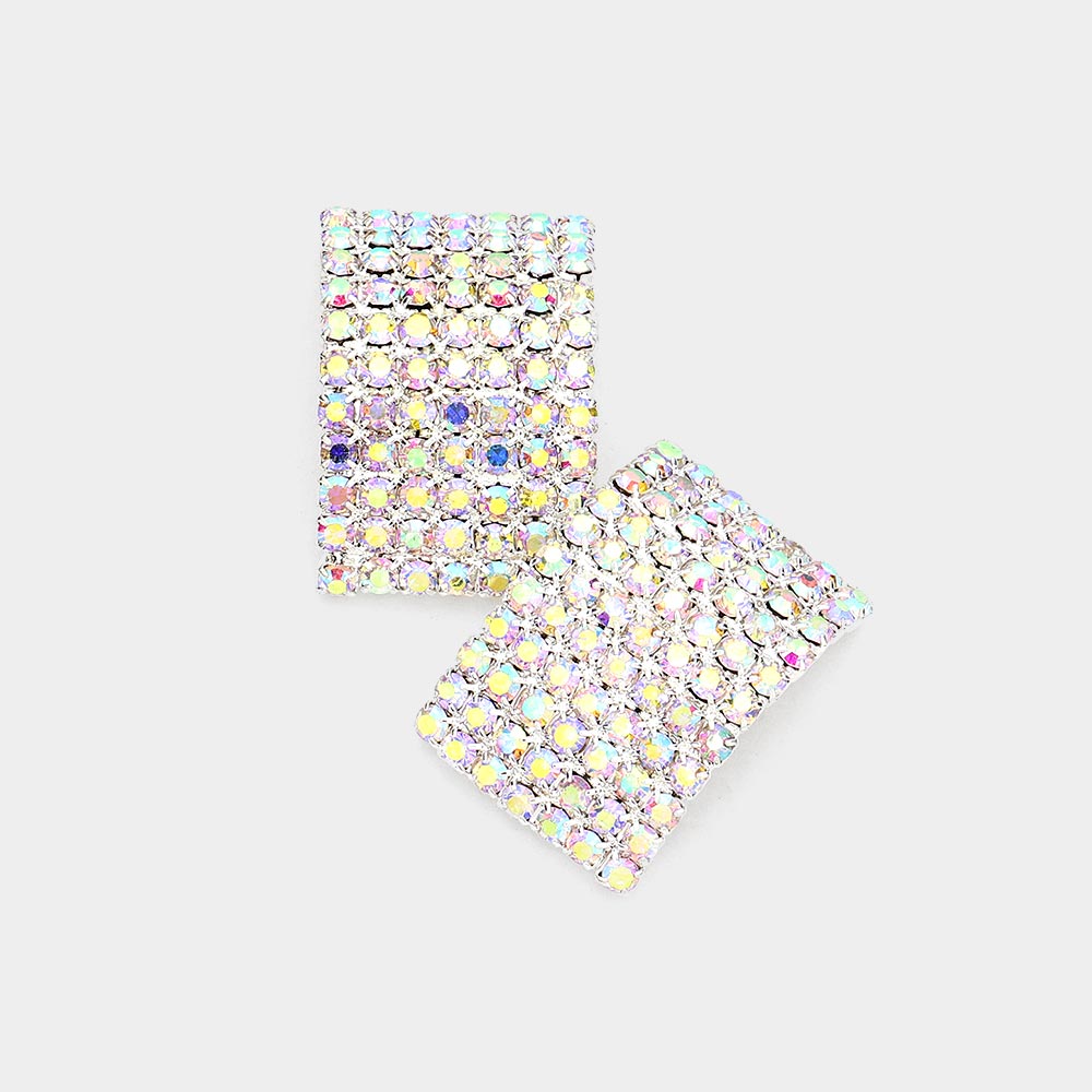 Rectangle AB Rhinestone Pageant Earrings  | Interview Earrings | 190549
