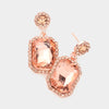 Little Girls Peach Crystal Rectangle Pageant Earrings